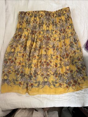 Max Studio Yellow Floral Smocked Skirt